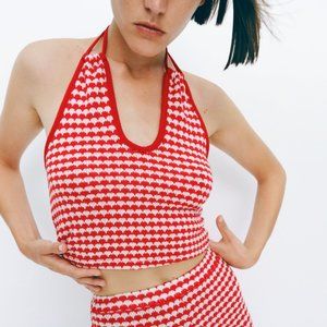 ZARA PLAID HALTER TOP